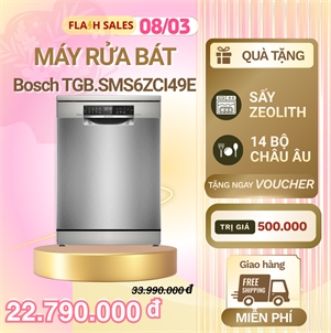 Máy rửa chén Bosch TGB.SMS6ZCI49E Tích hợp ZEOLITH - Sấy hoàn hảo